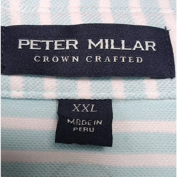 Peter Millar Light Blue and White Striped Polo Shirt - Picture 8 of 16